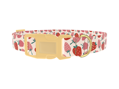 Pink Strawberry Pattern Dog Collar