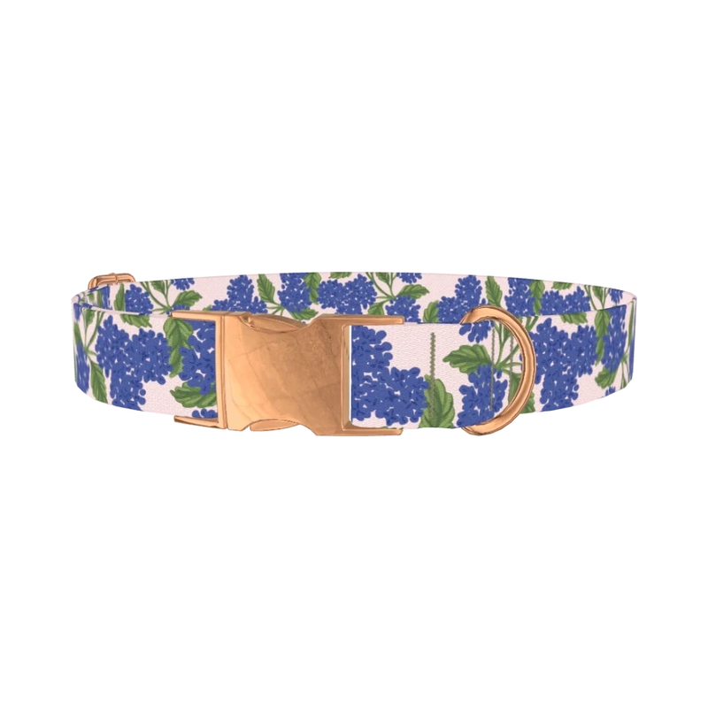 Floral Hydrangea Dog Collar - metal rose gold