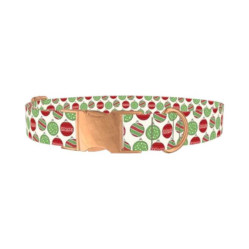 Christmas Ornament Dog Collar - metal rose gold