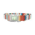 Multicolor Hexagon Stripe Dog Collar - plastic silver