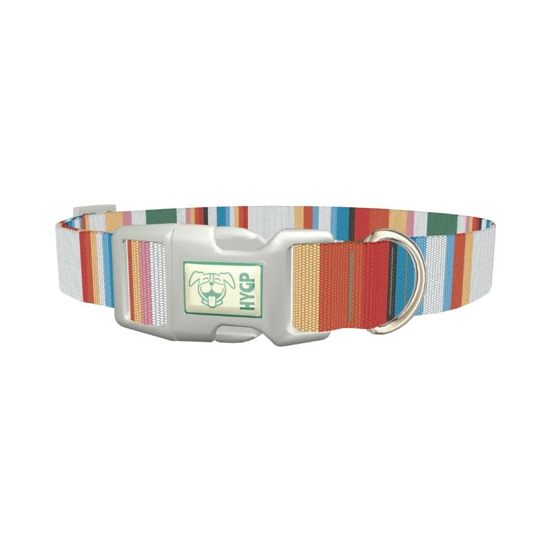 Multicolor Hexagon Stripe Dog Collar - plastic silver