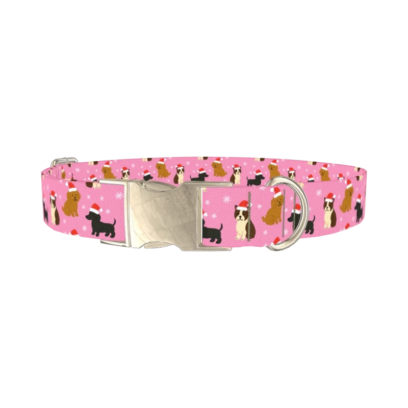 Christmas Dogs Dog Collar - metal silver