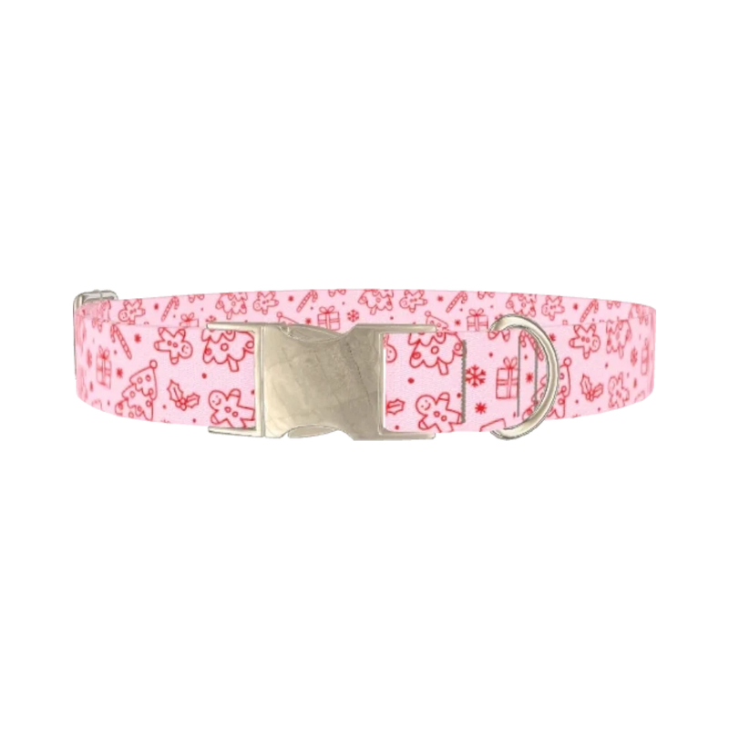 Christmas Holiday Dog Collar - metal silver