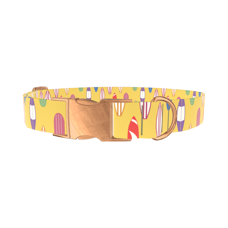 Surfboard Beach Dog Collar - metal silver