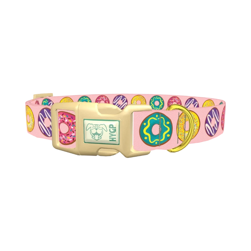 Colorful Donut Pattern Dog Collar - plastic gold