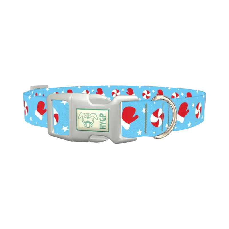 Peppermint Mitten Dog Collar - plastic silver