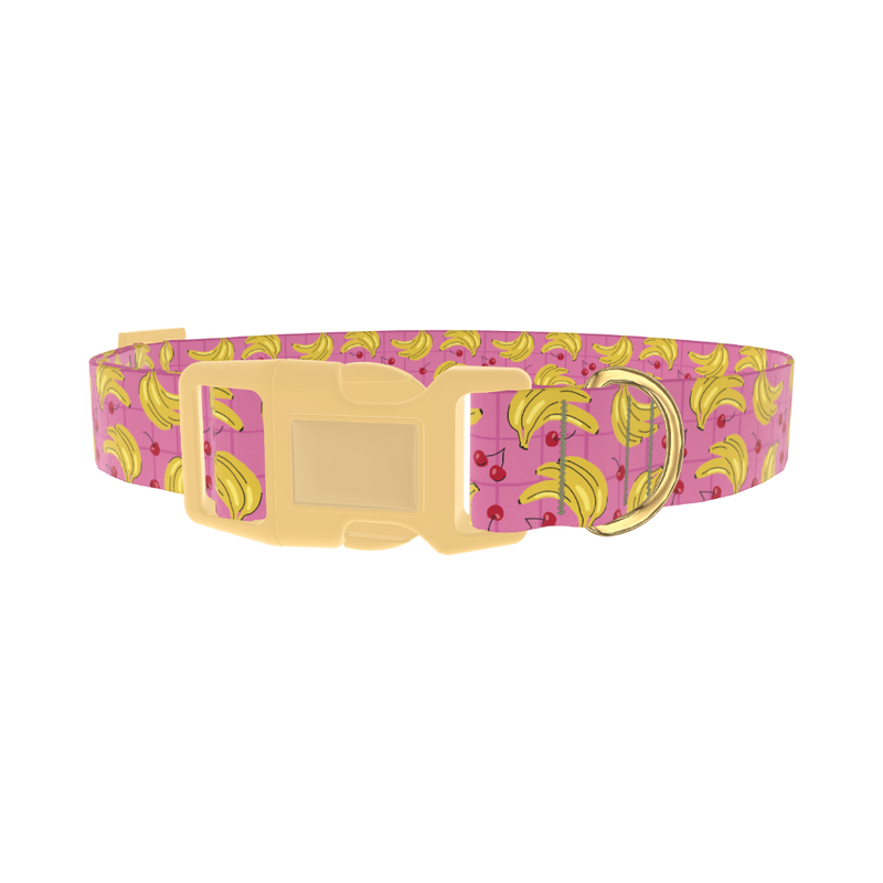Banana Cherry Dog Collar - plastic gold