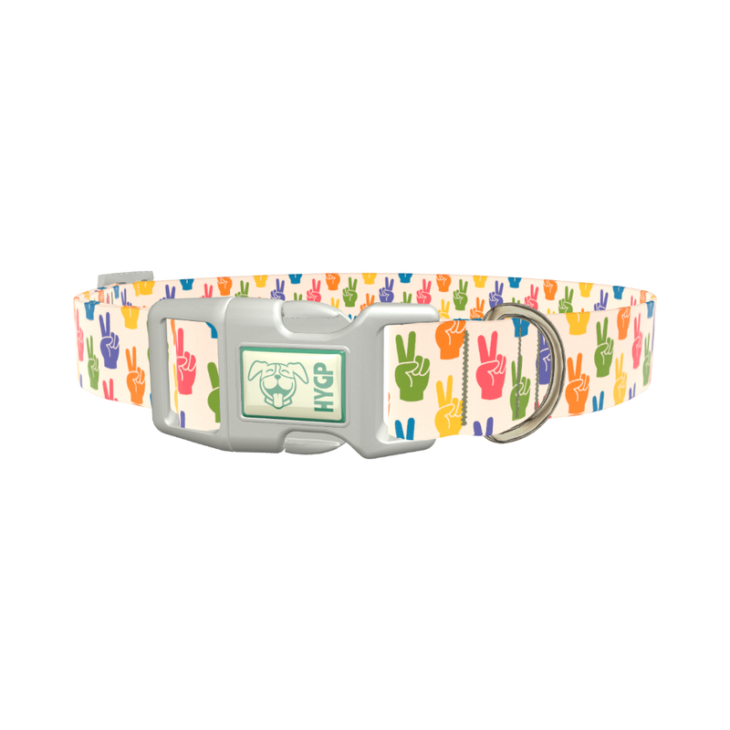 Peace Sign Pattern Dog Collar - plastic rose gold