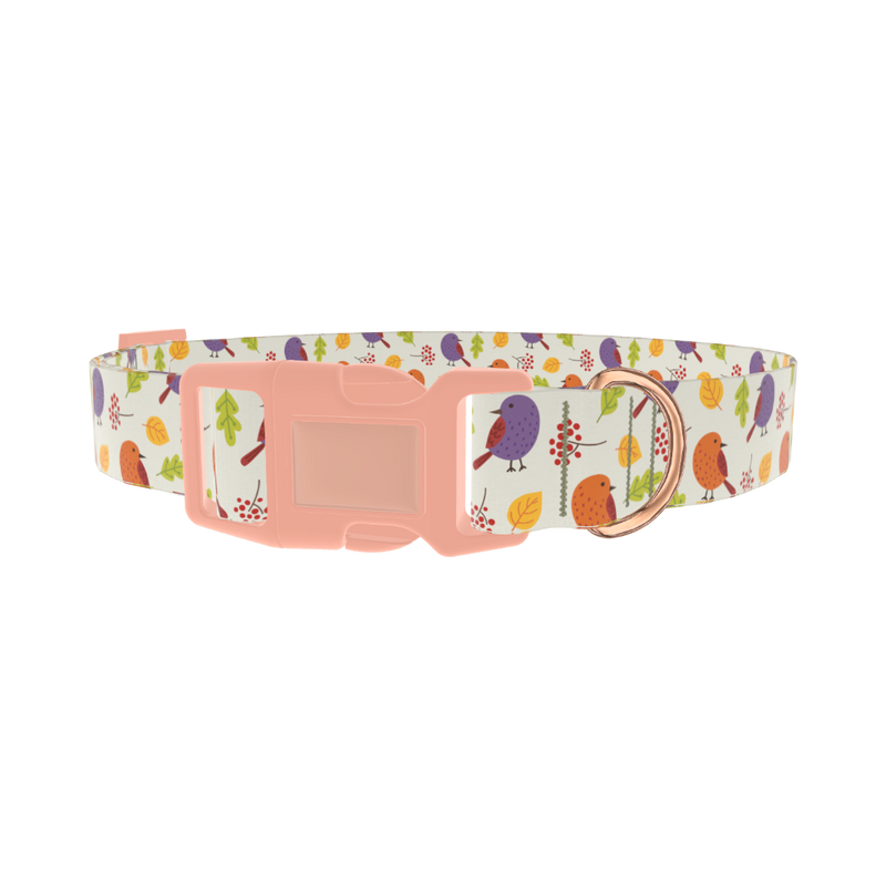 Autumn Bird Dog Collar - plastic rose gold
