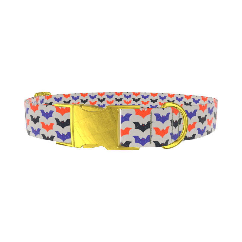 Colorful Bat Pattern Dog Collar - metal rose gold