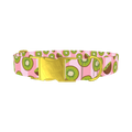 Pink Kiwi Pattern Dog Collar - metal gold