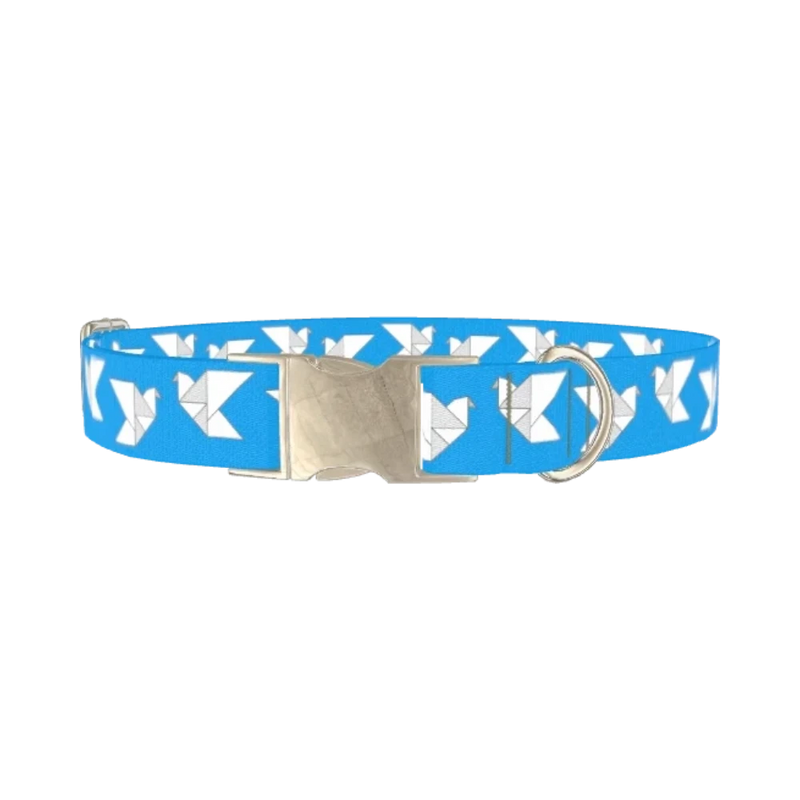 Origami Bird Dog Collar - metal silver