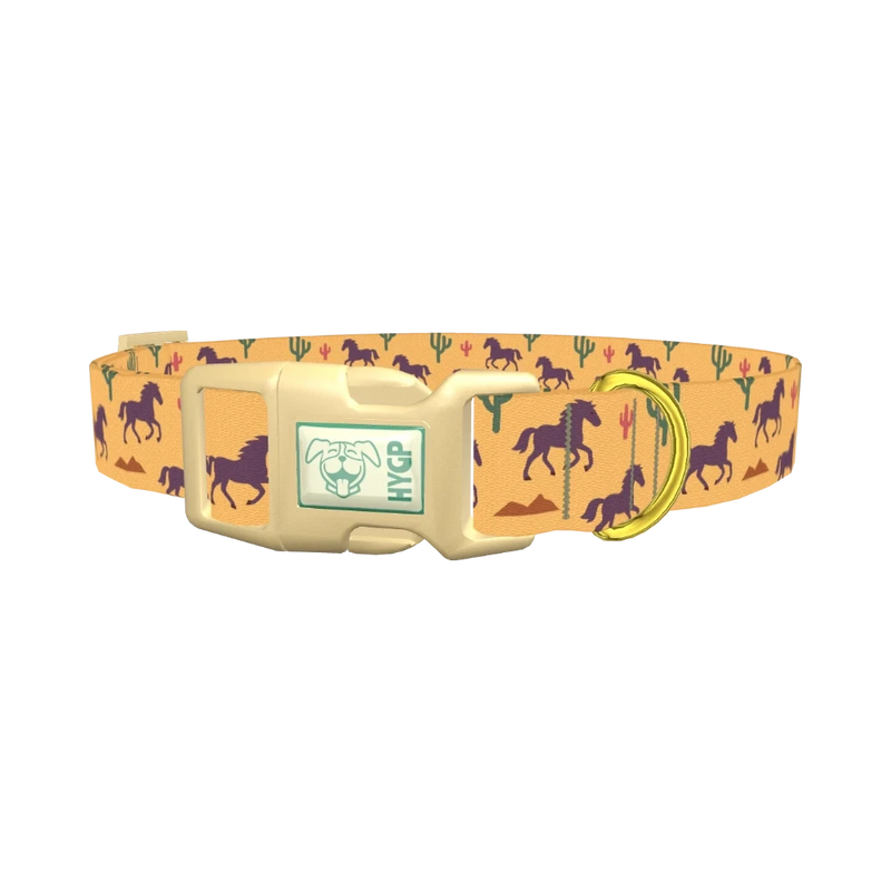 Western Desert Horse Dog Collar - plastic gold