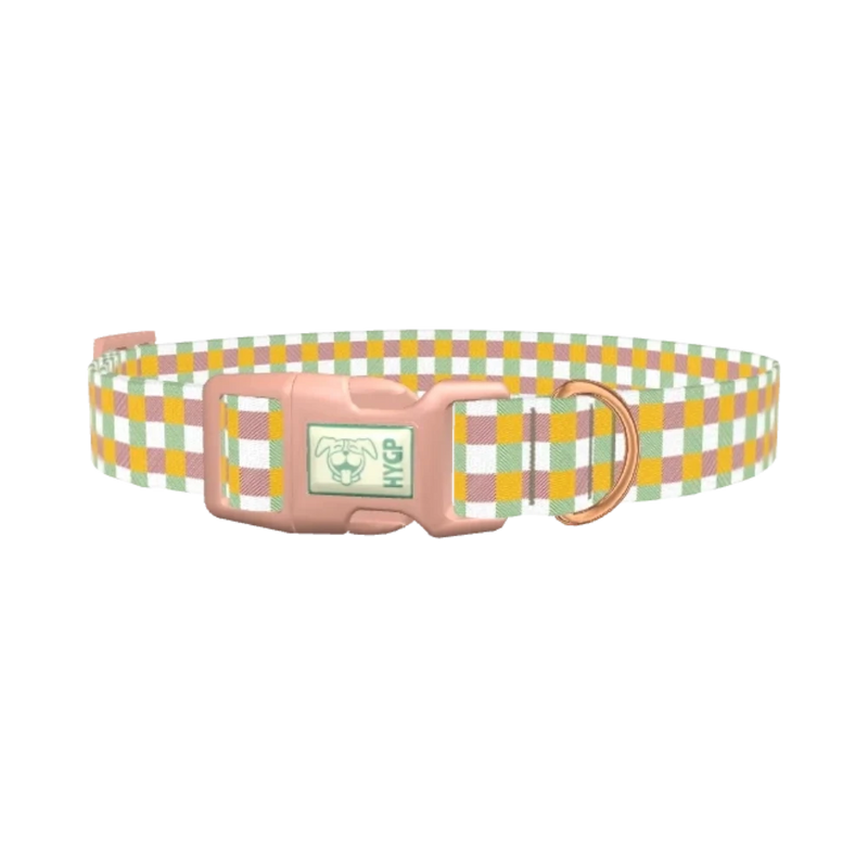 Plaid Stripes Dog Collar - plastic rose gold