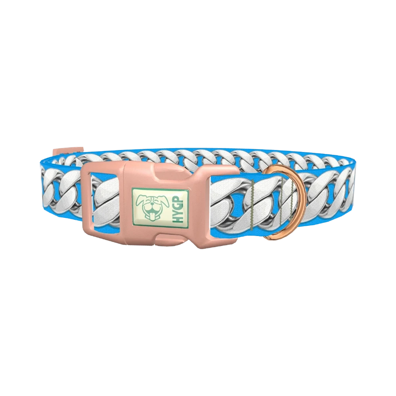 Silver Chain Link Dog Collar - plastic rose gold