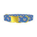 Blue Geometric Rainbow Dog Collar - metal gold