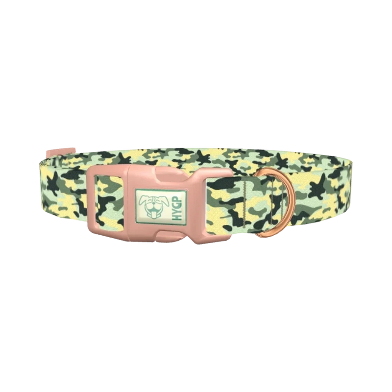 Light Green Camo Dog Collar - plastic rose gold