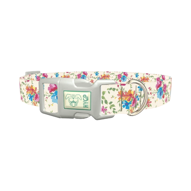 Colorful Floral Bouquet Dog Collar - plastic silver