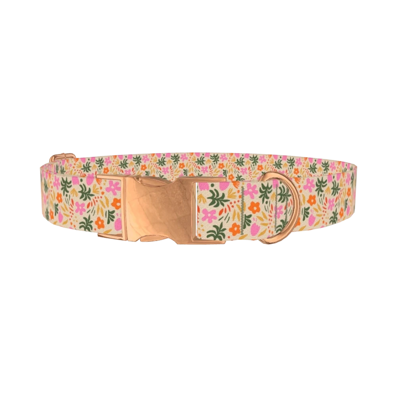 Tropical Floral Dog Collar - metal rose gold