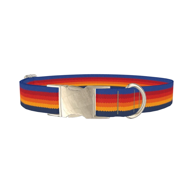 Geometric Stripes Dog Collar - metal silver