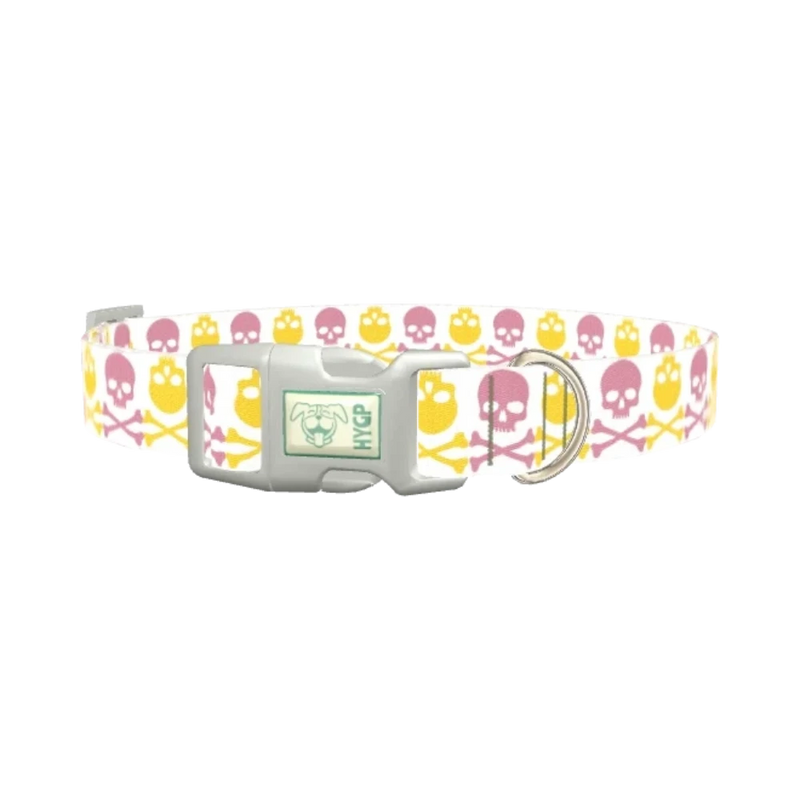 Multicolor Skull Dog Collar - plastic silver
