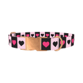 Valentine Heart Stripe Dog Collar - metal rose gold