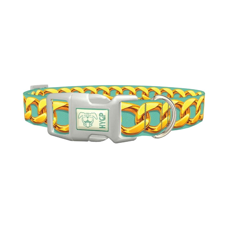 Gold Chain Pattern Dog Collar - plastic silver