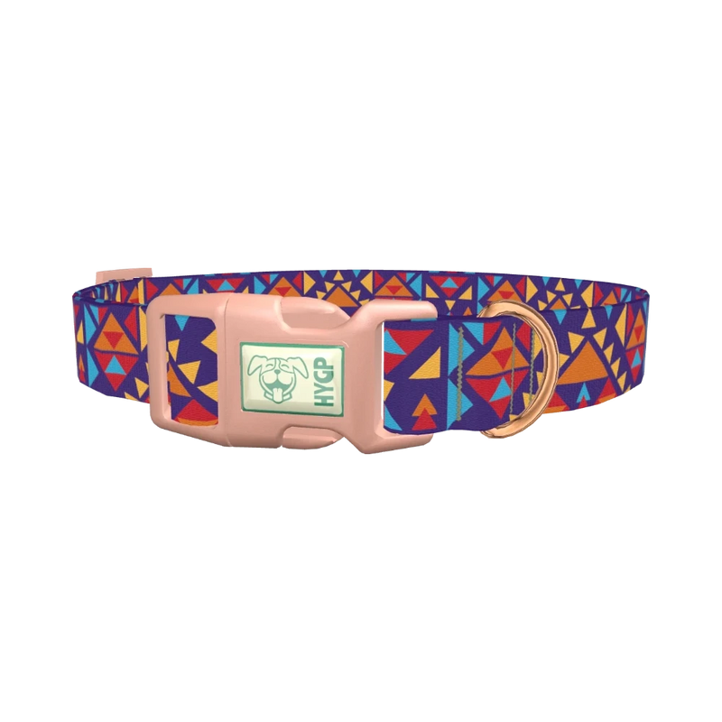 Colorful Triangle Pattern Dog Collar - plastic rose gold