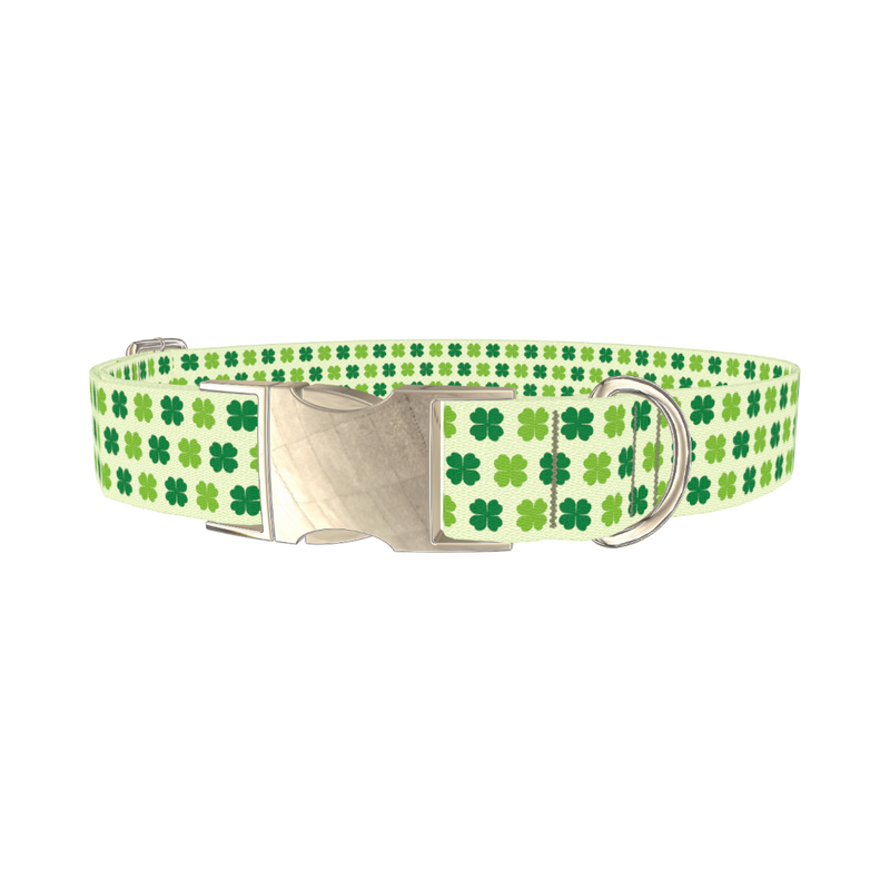Four Leaf Clover Dog Collar - metal silver