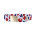Patriotic Smiley Dog Collar - metal silver