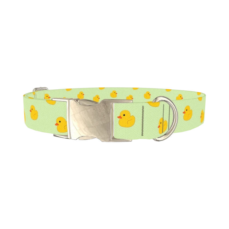 Rubber Duckies Dog Collar - metal silver