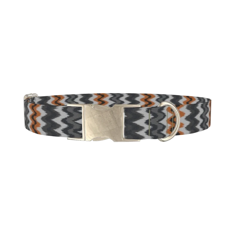 Tribal Aztec Stripe Dog Collar - metal silver