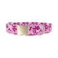 Pink Digital Camo Dog Collar - metal silver