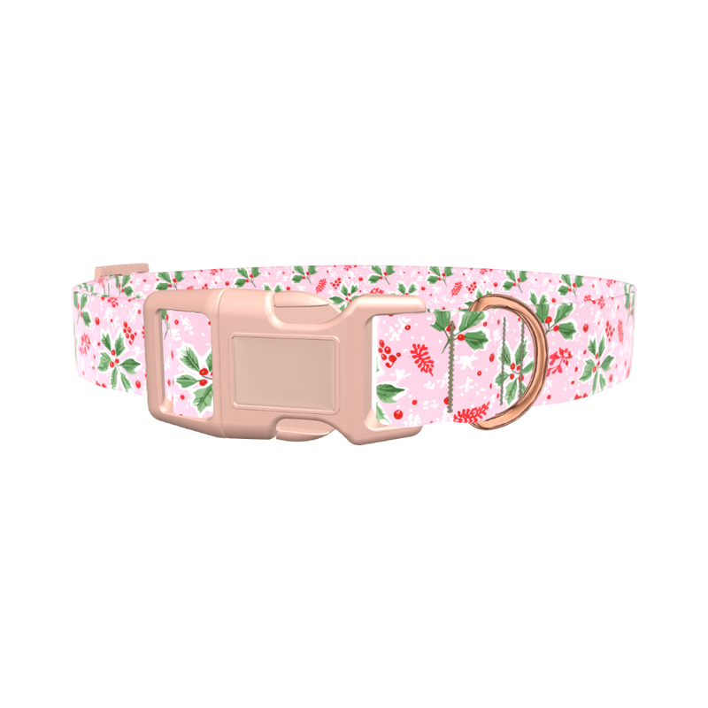 Christmas Berries Dog Collar - plastic silver