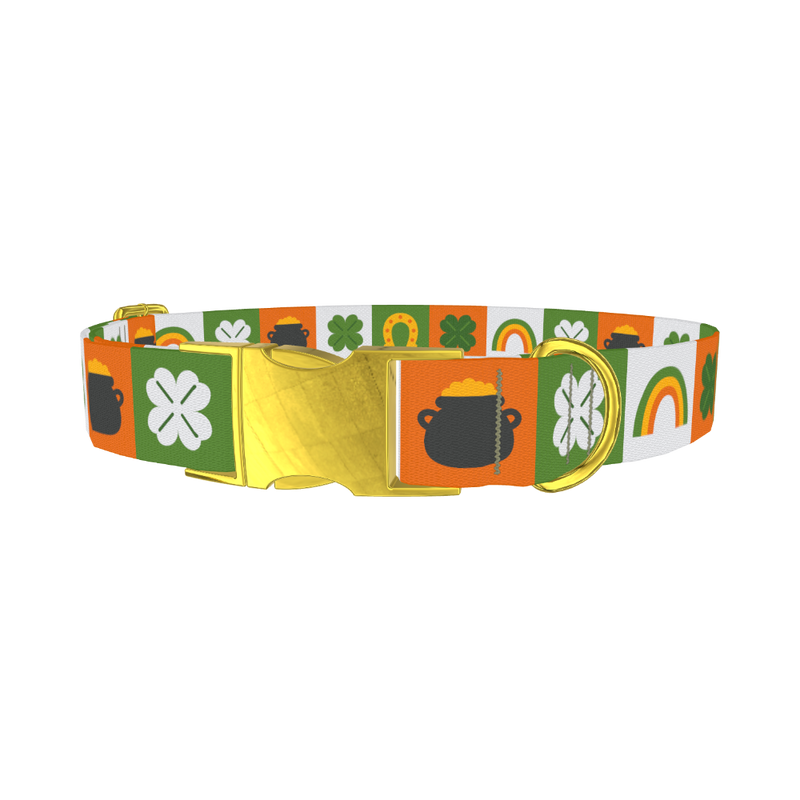 Rainbow Luck Dog Collar - metal gold