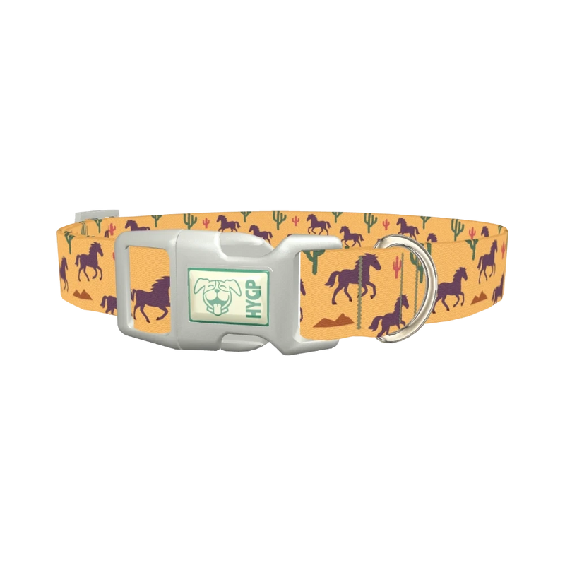 Western Desert Horse Dog Collar - plastic silver