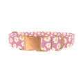 Pink Daisy Dog Collar - metal rose gold
