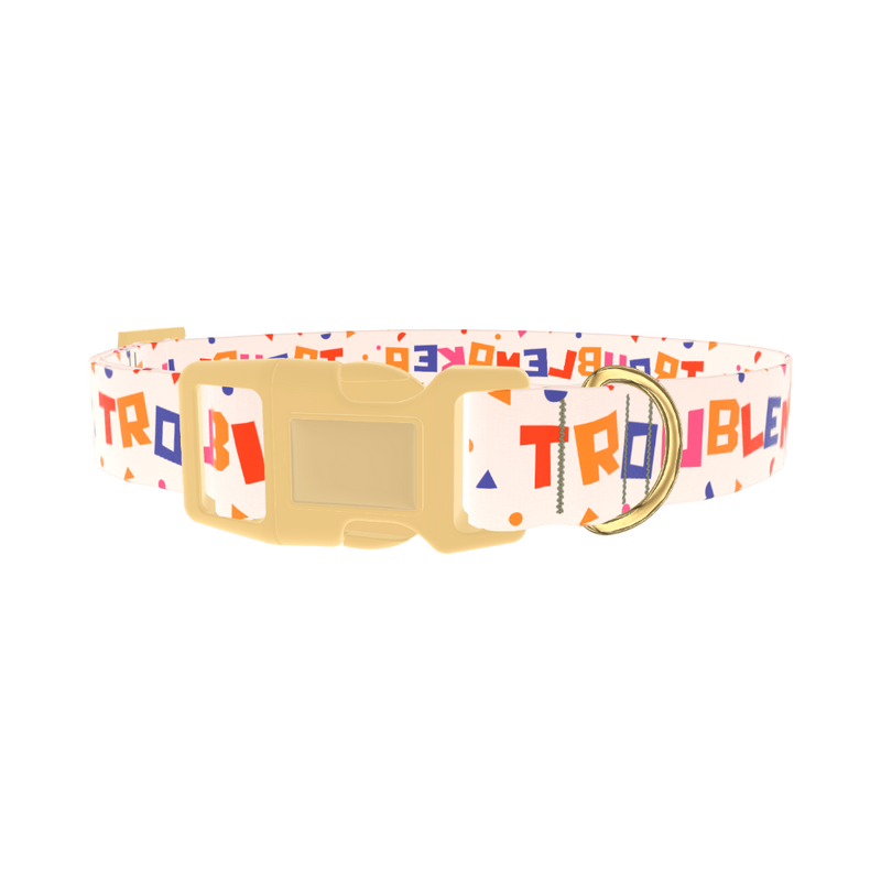 Geometric Letter Dog Collar - plastic gold