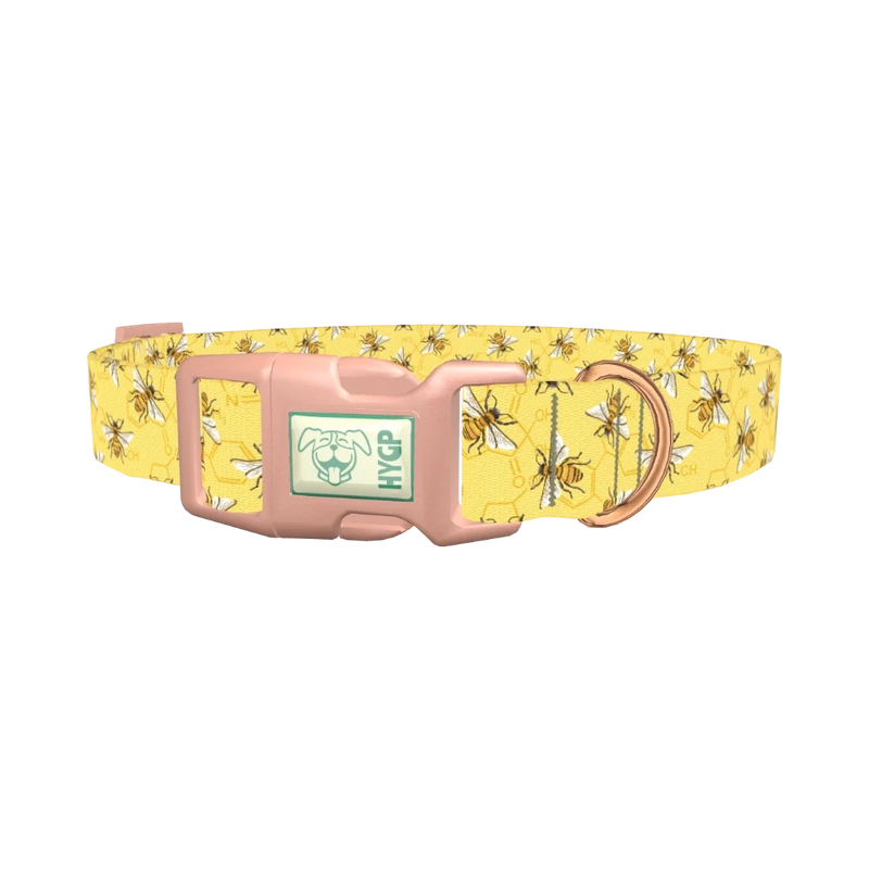 Bee Science Dog Collar - plastic rose gold