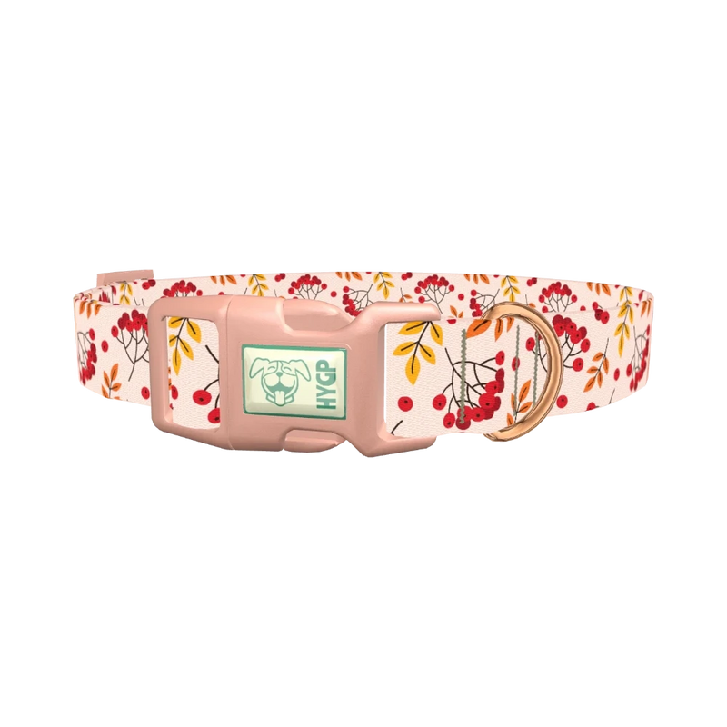 Autumn Rowanberry Dog Collar - plastic rose gold