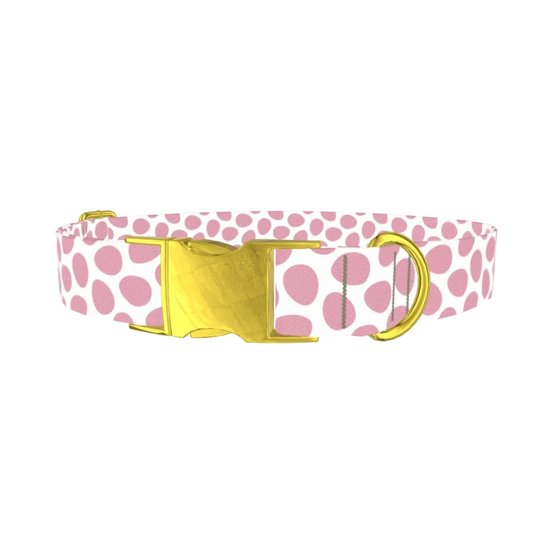Pink Egg Pattern Dog Collar - metal gold