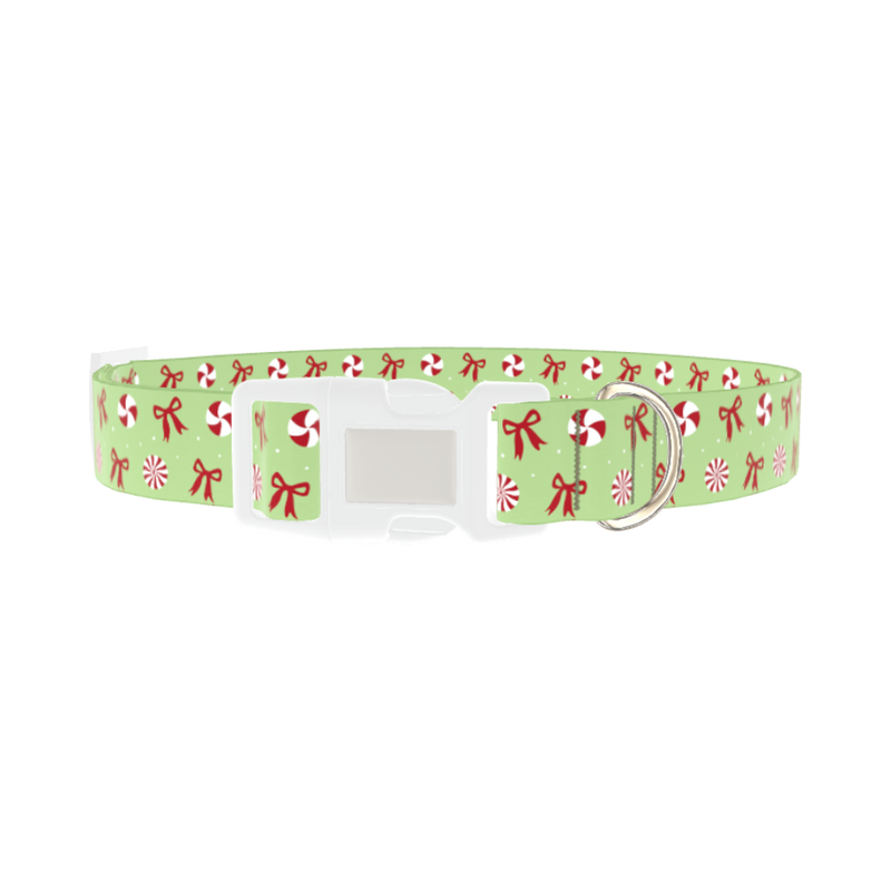Christmas Peppermint Dog Collar - plastic silver