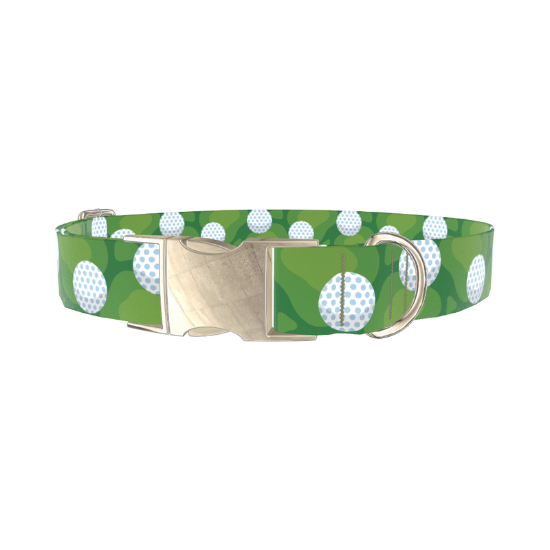 Golf Course Dog Collar - metal silver