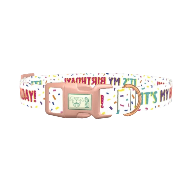 Birthday Confetti Dog Collar - plastic rose gold