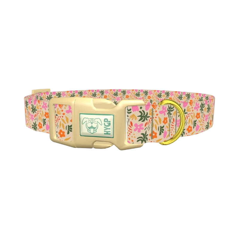 Tropical Floral Dog Collar - plastic gold