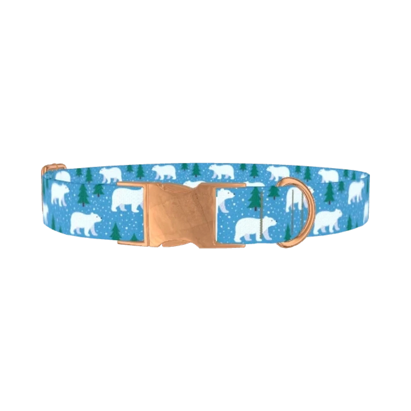 Winter Bear Dog Collar - metal rose gold