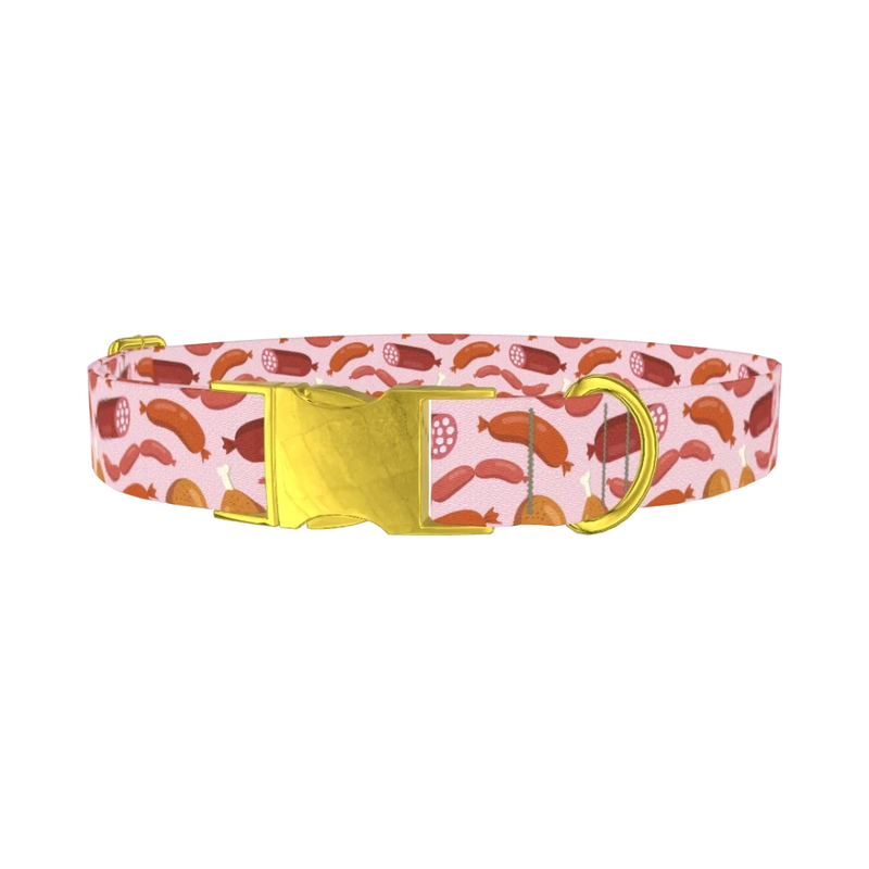 Sausage Pattern Dog Collar - metal gold