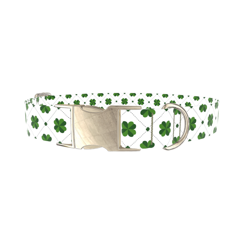 Dotted Clover Dog Collar - metal gold