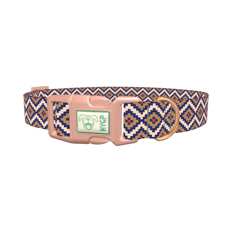 Tribal Geometric Stars Dog Collar - plastic rose gold