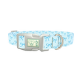 Blue Bow Pattern Dog Collar - plastic silver